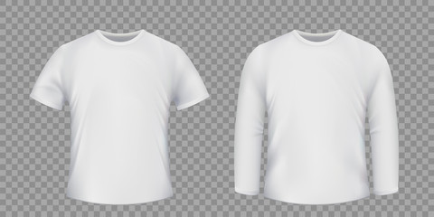 Set of white t-shirts. Isolated on a transparent background.