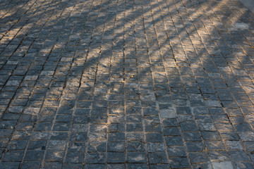 Light and shadow on gray rocky plaid