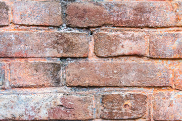 Red vintage wall with damaged brickVibrant abstract wallpaper, banner.