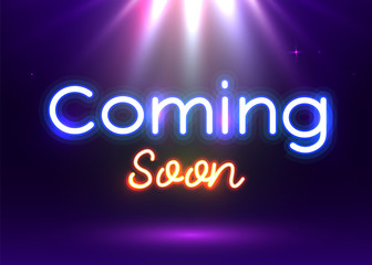 Obraz premium Coming Soon neon sign vector. Coming Soon Design template neon sign, light banner, neon signboard, nightly bright advertising, light inscription.