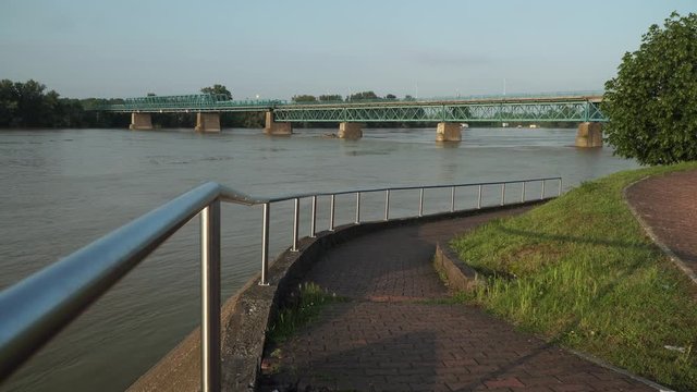 View of border crossing bridge that connects Bosnia and Croatia