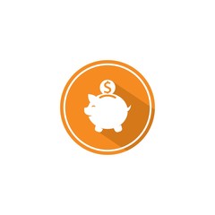 Piggy bank logo vector icon illustration design 