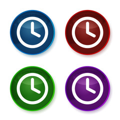 Clock icon shiny round buttons set illustration