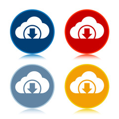 Cloud download icon trendy flat round buttons set illustration design