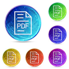 PDF document page icon digital abstract round buttons set illustration