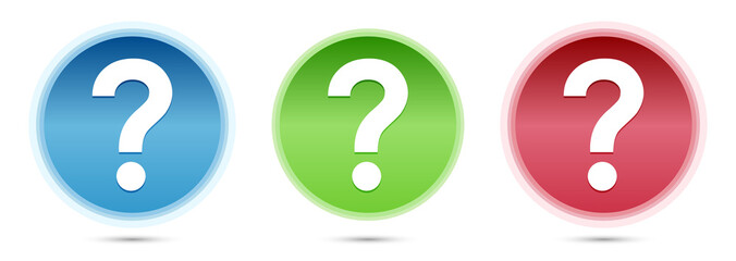Question mark icon glass round buttons set illustration