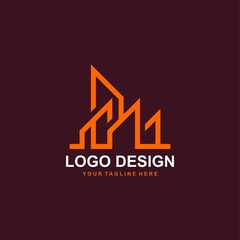 Architectural logo design vector. Real estate line logo design. Outline home abstract illustration symbol.