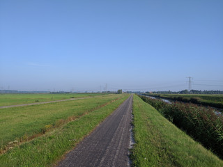 Fototapeta na wymiar Bicycle path towards Zwolle