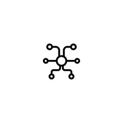 black hub network connection line icon isolated on white. Tech or technology logo.