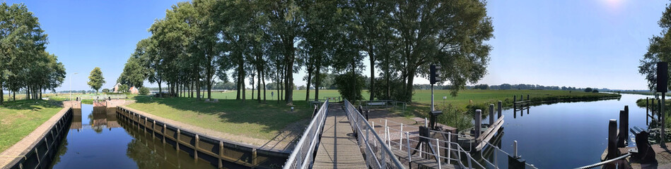Panorama from the river lock at the Vechte in Overijssel
