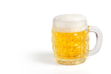 Glass of light beer set isolated on white background