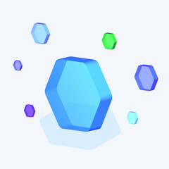 Abstract isometric vector shape icon with multi-color hexagons for web site template, presentation or business.