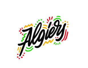 Algiers Creative Text Handwritten Design Vector Illustration.