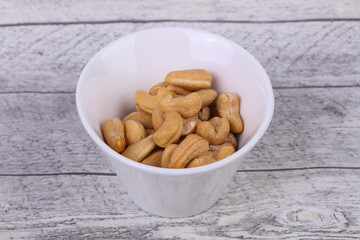 Cashew nuts heap in the bowl