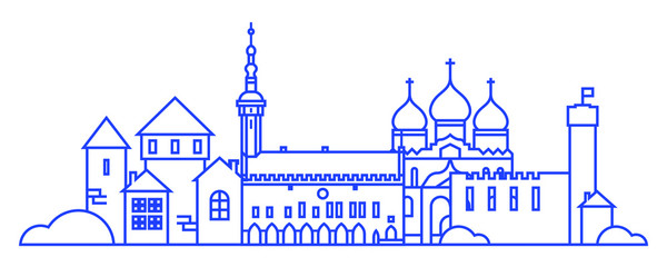 Estonia Tallinn Old Town Outline City Skyline. Simple Vector Illustration.