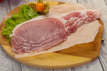 Raw pork bacon