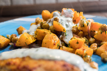 meal with chickpeas and sweetpotatoes