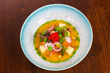 Gurman Soup with salmon and vegetables