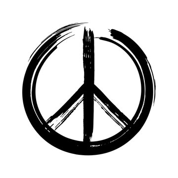 Black peace symbol created in grunge style