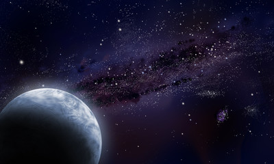 Obraz na płótnie Canvas Space. Planet on a background of the starry sky