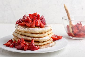 Strawberry  pancakes,  summer brunch