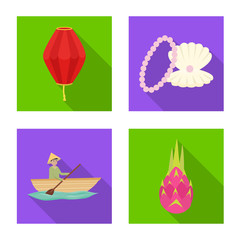 Isolated object of country and asia sign. Collection of country and oriental stock symbol for web.