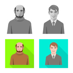 Vector illustration of hairstyle and profession symbol. Collection of hairstyle and character stock vector illustration.