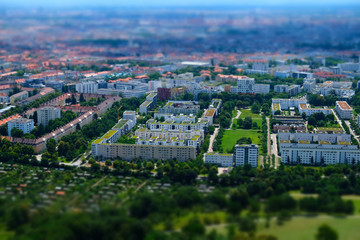 City landscape. Aerial view of residential buildings in Munich, Germany.
