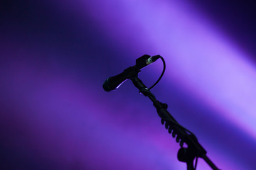 microphone in stage lights before concert