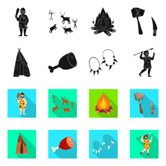 Vector illustration of evolution and neolithic sign. Set of evolution and primeval stock vector illustration.