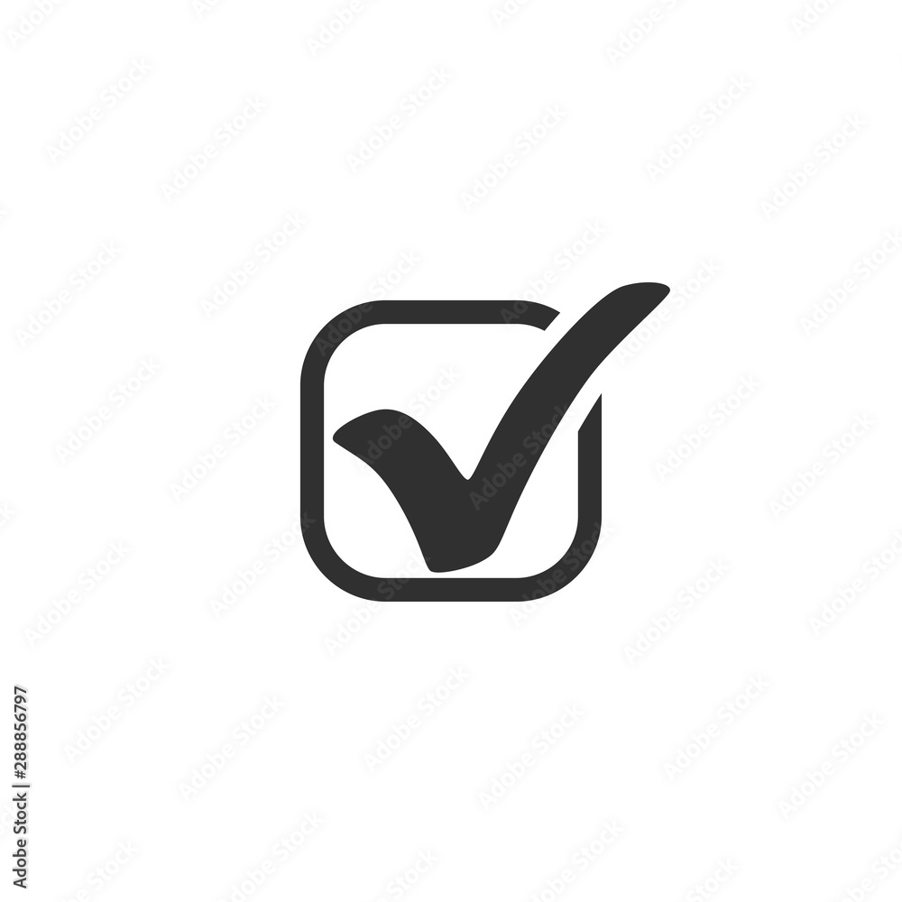 Poster check mark vector icon. check mark in square. check mark black icon isolated on white background