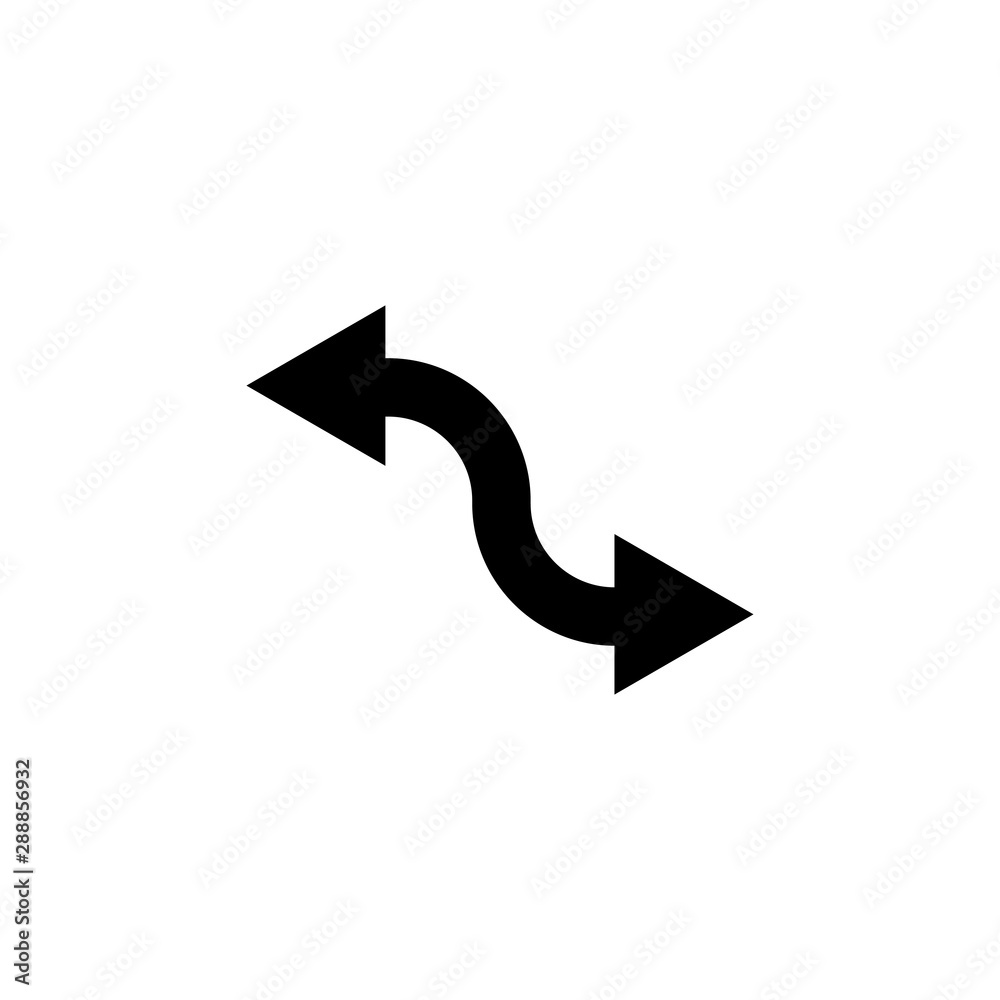 Wall mural arrow black vector icon. arrow up to the left and down to the right. arrow icon. arrow isolated on w