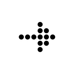 Arrow dots icon. Arrow vector icon to the right. Arrow isolated on white background