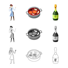 Vector illustration of farm and vineyard icon. Set of farm and product vector icon for stock.