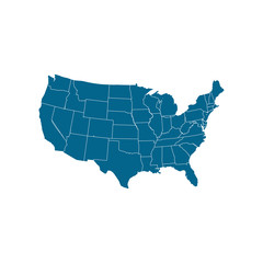 Naklejka na ściany i meble USA map icon. Usa map vector icon. United States of America symbol. USA map isolated on white background
