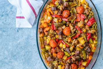 Turkish Kebap Orman Kebabi / Kebab with Cubed Meat and Vegetables Stew.