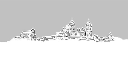 Cadiz Ancient Panorama Skyline Vector Sketch © Knut Hebstreit