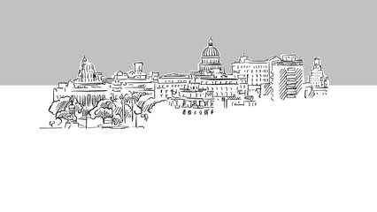 Fototapeta premium Havana, Cuba Panorama Skyline Vector Sketch