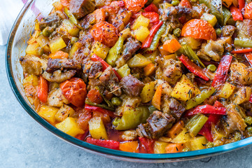 Turkish Kebap Orman Kebabi / Kebab with Cubed Meat and Vegetables Stew.