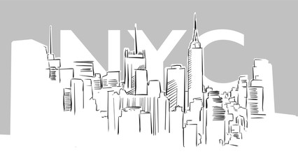 Metropolis Panorama Skyline Vector Sketch