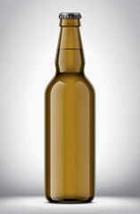 Glass beer bottle on background