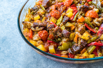 Turkish Kebap Orman Kebabi / Kebab with Cubed Meat and Vegetables Stew.