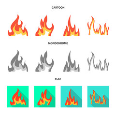 Vector design of bright and dangerous logo. Set of bright and wildfire vector icon for stock.