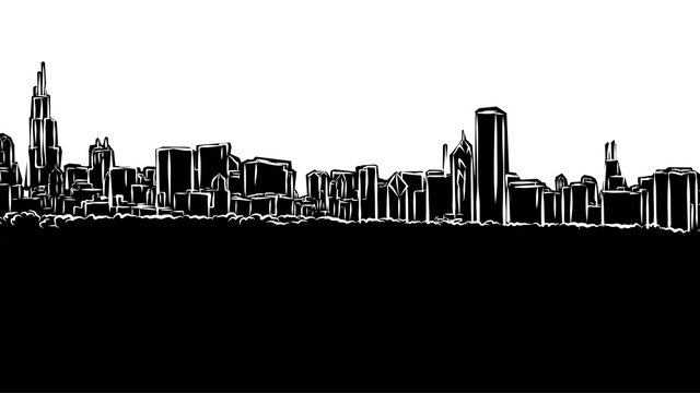 Chicago Skyline Panorama Silhouette