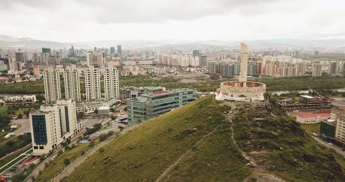 Ulaanbaatar, Mongolia. Memorial to Soviet soldiers on Zaisan Tolgoi. complex in honor of the Red Army s support of the Mongolian People s Revolution, From Drone, Point of interest