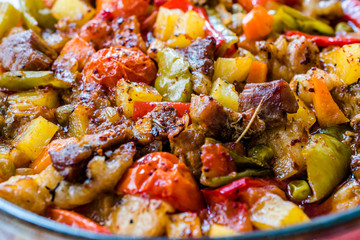 Turkish Kebap Orman Kebabi / Kebab with Cubed Meat and Vegetables Stew.