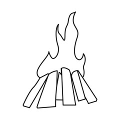 Vector illustration of campfire and fiery sign. Set of campfire and blaze stock symbol for web.