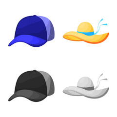Isolated object of clothing and cap logo. Set of clothing and beret vector icon for stock.