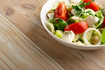 Greek Salad, Horiatiki or Village Salad with Feta Cheese