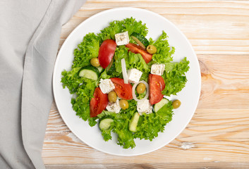Greek Salad, Horiatiki or Village Salad with Feta Cheese